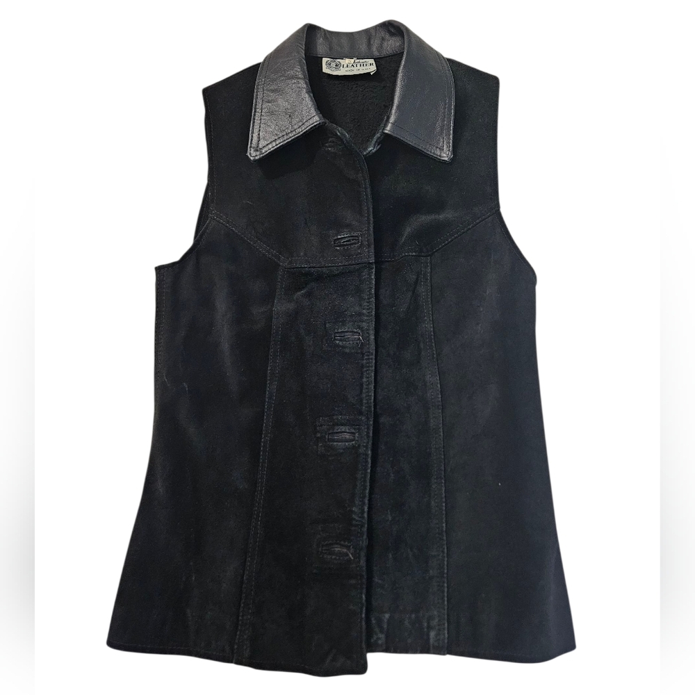 Italian Unfinished Leather Vest (wear or for parts), S